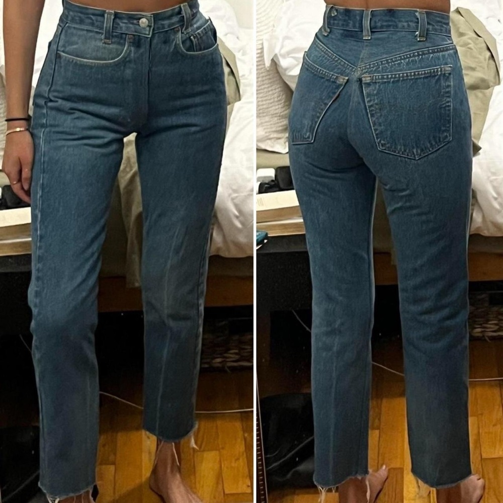 Vintage reworked Levi’s with raw hem